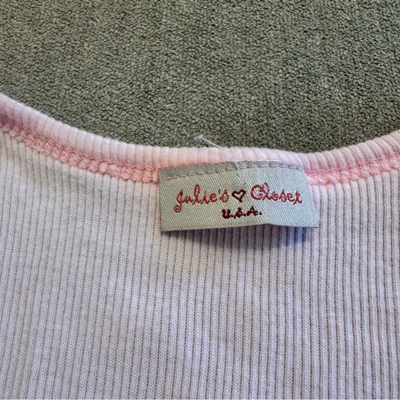 Julie’s Closet Ribbed Pink Rhinestone Trim Tank - Picture 5 of 6